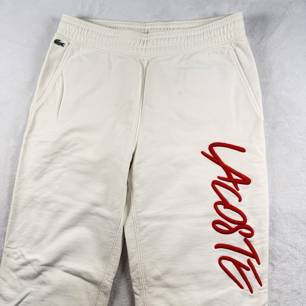 Lacoste Sweatpants Mens L LIVE Joggers Elastic Drawstring Waist Script Logo Rare